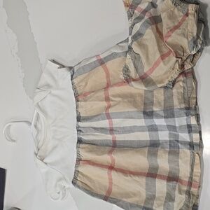 Burberry Kids Dress Set in White, Beige, and Gray